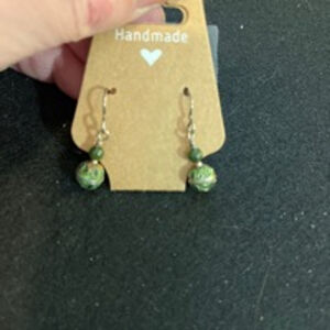 Earrings Green Silver